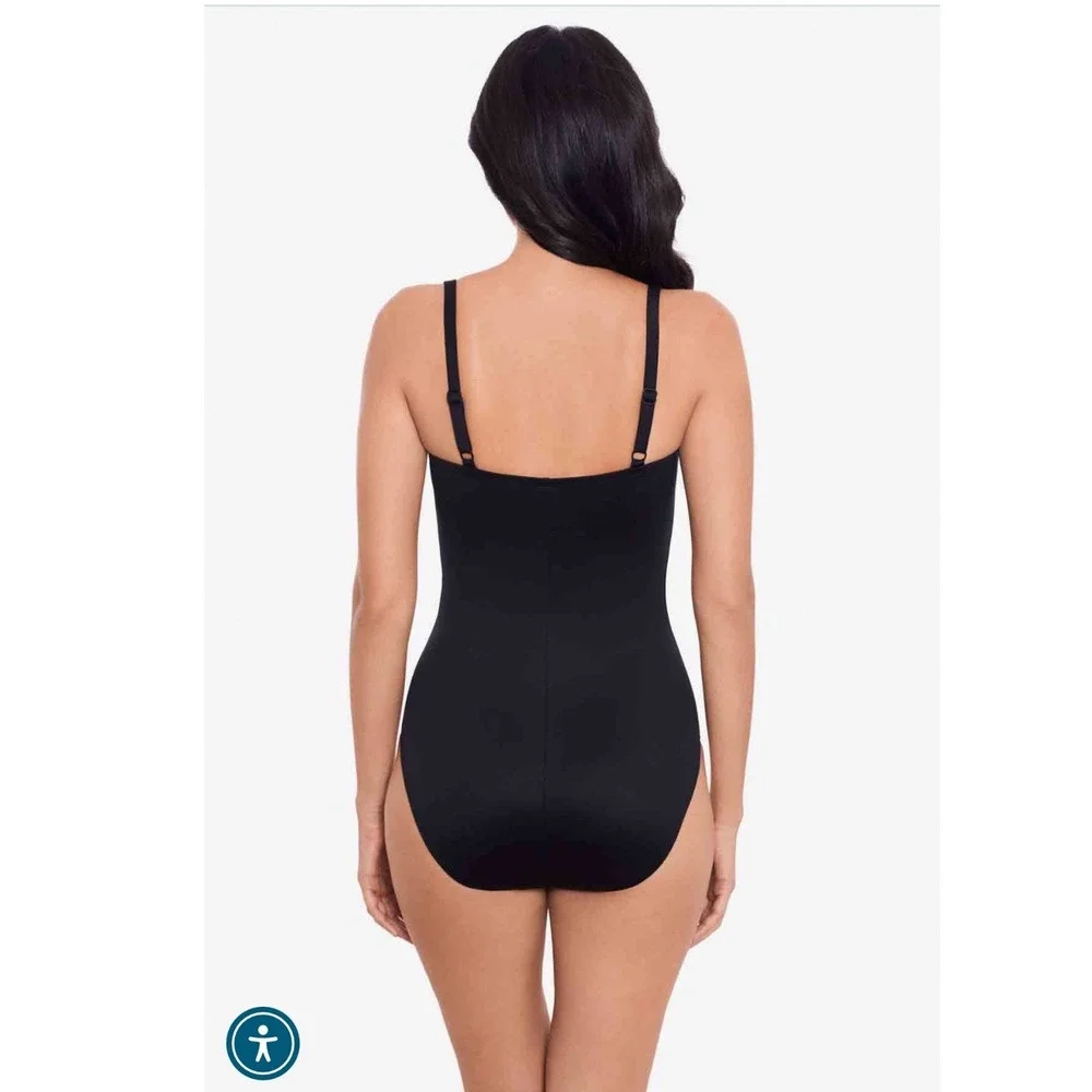 Miraclesuit‎ Lyra One Piece Swimsuit Spectra Black White Tummy Control 16